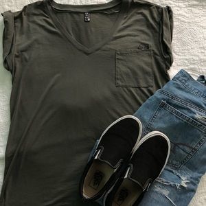 Army green FOX V neck